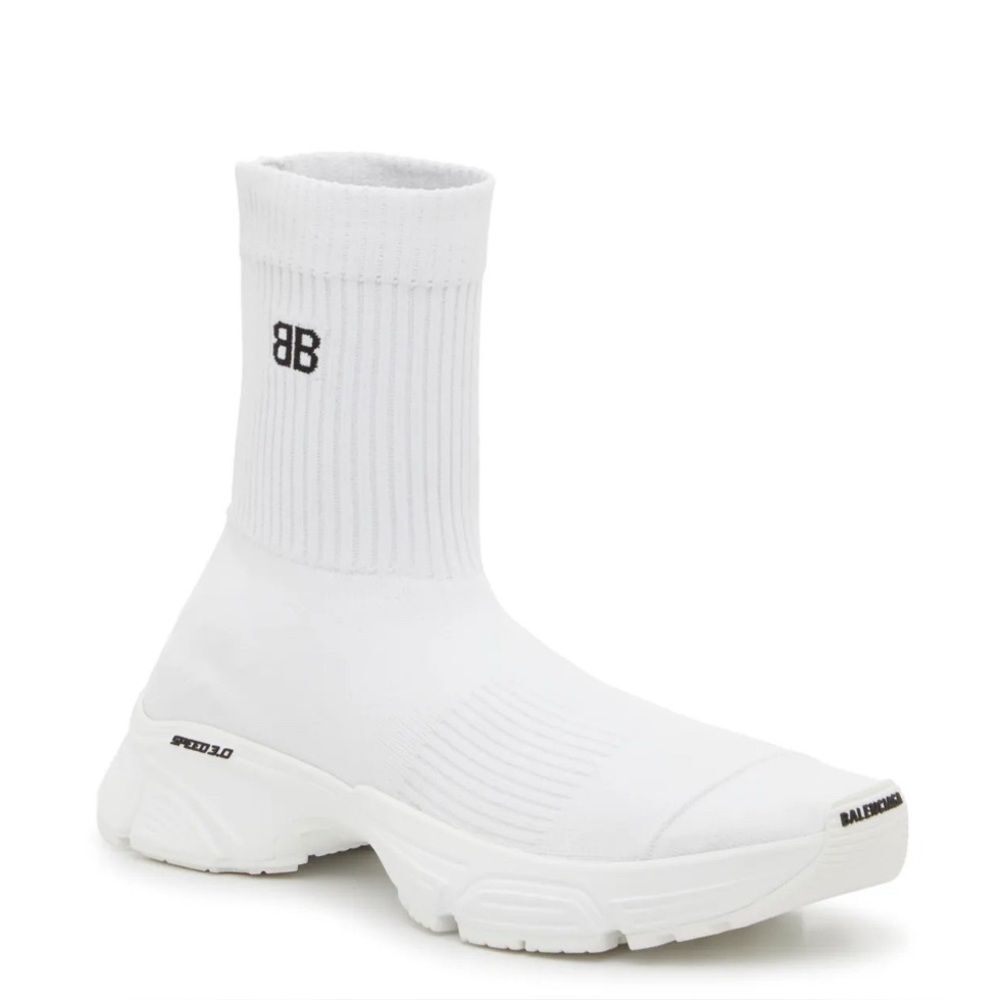 Balenciaga Speed 3.0 Knit High Top Sock Sneakers in White, New, Size 40 - Picture 4 of 16